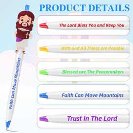 CroBlissful 100 Pcs Christian Jesus Pens Bulk, Easter Christian Gift,Religious Bible Verse Pens for People Faith Gift Pack with Inspirational Quotes Sunday for Classroom Prizes Church