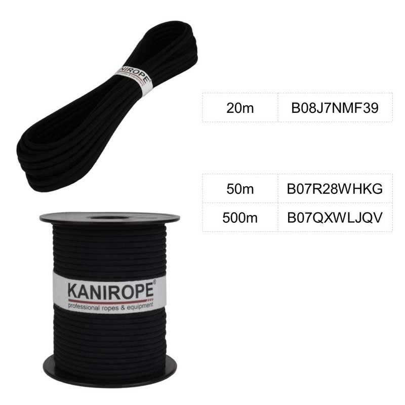 Kanirope® XPRO Paracord Diameter 3.8 mm 20 m Black 32-Fold