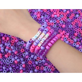 AWARDSEN 970 Pieces Pony Beads Colourful Beads Purple Pony Beads Set Beads for Threading, Bracelets Make Your Own Set, Kandi Beads for Bracelets, Jewellery, Necklaces, Crafts