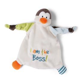 NICI 47133 Penguin I am The Boss 25 x 25 cm from 0+ Months - Cuddly Blanket for Babies & Toddlers - Baby Cuddly Toy / Cuddle Blanket - Comfort Blanket for Girls and Boys