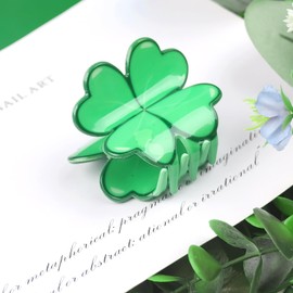 St. Patrick's Day Hair Claw Clips for Women Green Four-Clover Leaf Shaped Hair Clips for Thick and Thin Hair 2in Irish Shamrock Hair Clip Saint Patrick's Day Festival Party Favor Accessories