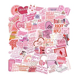 Pink Bookish Stickers 61pcs, Book Stickers for Kindle, Pink Aesthetic Pack,Book Lover