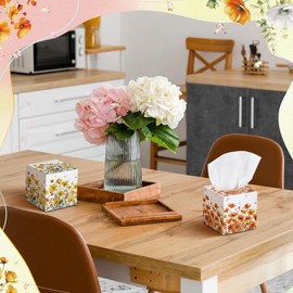 Fourluoo 12 Pack Spring Facial Tissues Cube Face Boxes 600 Sheets 3 Ply Small Square Tissues Bulk for Spring Summer Car Bedroom Supplies (Bright Flowers)