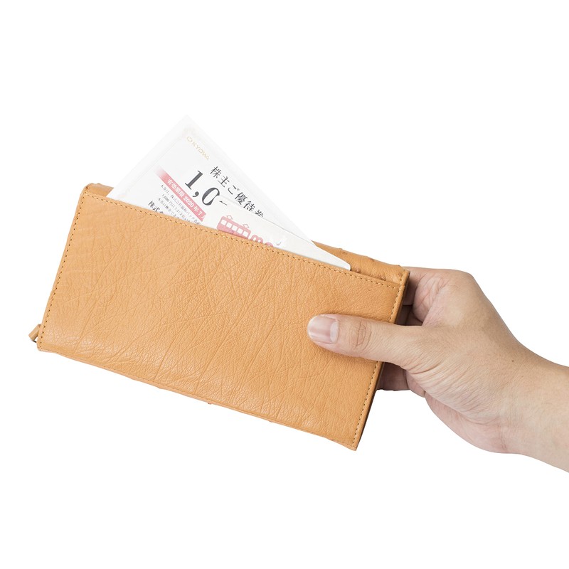 Kyowa Ostrich Long Wallet, Women's, Genuine Leather, Half Point, navy