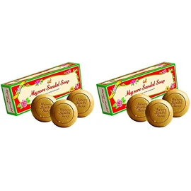 ATUIO 2 X Mysore Pure Natural Sandalwood Oil Ayurvedic Soap 3 x 150g bars in gift pack (Pack Of 2)