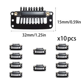 Wig Clips, 10Pcs Wig Clips Snap Clips, Black Hair Extension Clips, U-Shape Snap Clips 9 Teeth Comb Clips, for Making Hair Extensions