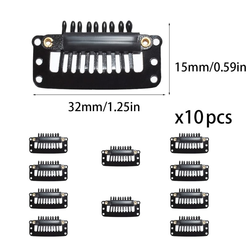 Wig Clips, 10Pcs Wig Clips Snap Clips, Black Hair Extension