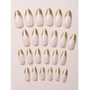 French Tip False Nails - Gold Press on Nails Almond