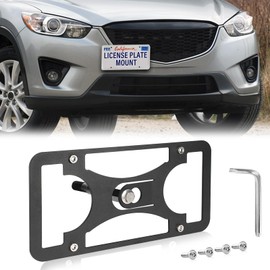 No Drill Front License Frame Compatible with Mazda CX-5 | 2013-2017 Anti-Theft License Plate Tow Hook Mount Holder Car Tag Covers Rust-Proof, Rattle-Proof Car Accessories