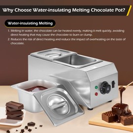 Dyna-Living Chocolate Melting Pot 2-Tanks Commercial Chocolate Tempering Machine Chocolate Tempering Pot 1000W Electric Chocolate Melter Pot Chocolate Warmer for Milk Coffee Cheese