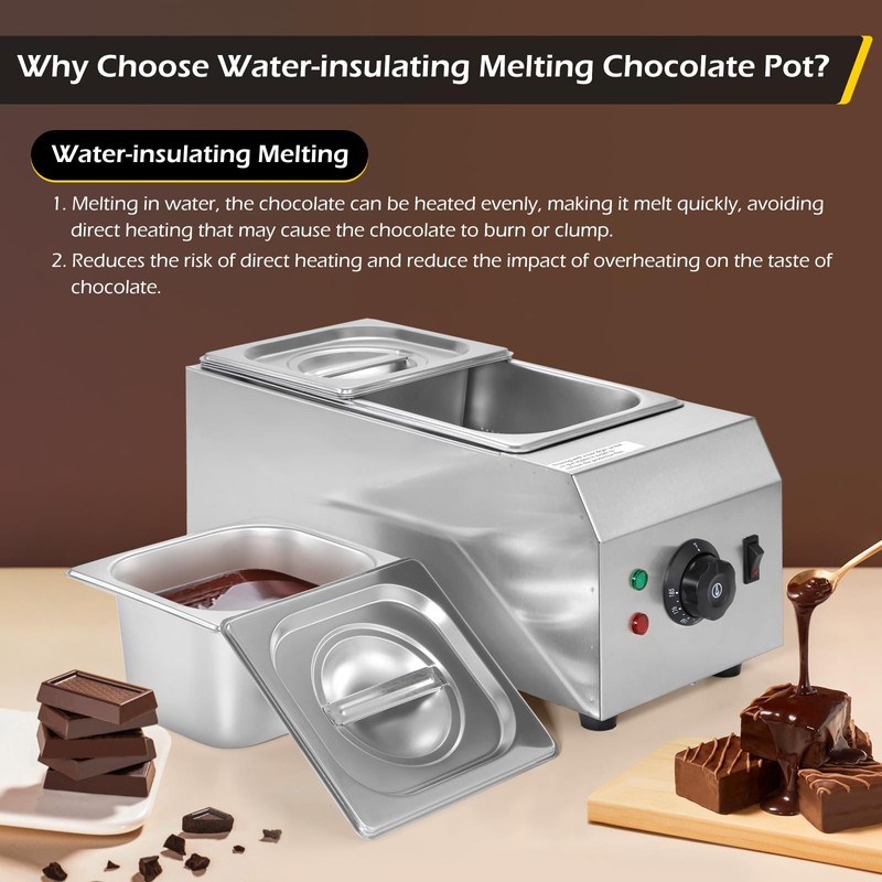 Dyna-Living Chocolate Melting Pot 2-Tanks Commercial Chocolate Tempering Machine Chocolate
