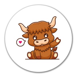 Huuraa Sticker Scottish Highland Cow Shaggy Cow Gift 10 cm Scottish Highland Cow Gift Idea