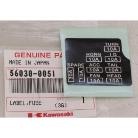 Kawasaki 56030-0051 Kawasaki Fuse Label for VNT50 and VNT60 (European Vulcan 1500)