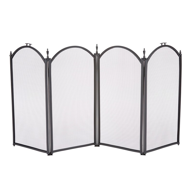 UniFlame Black 4-Fold 25-Inch Fireplace Screen