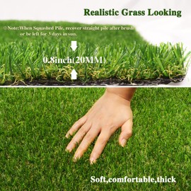 Weidear Artificial Turf Grass 1 ft x 18 ft, Realistic Fake Grass Rug with Drainage Holes, 20MM Indoor Outdoor Lawn Grass Landscape for Backyard Patio, Synthetic Grass Mat for Dogs Pets, Customized