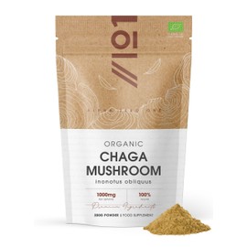 Organic Chaga Mushroom Powder 200g – Pure Inonotus Obliquus Supplement Powder – Resealable and Recyclable Pouch – by Alpha01