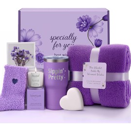 Mother's Day Gifts for Mom, Women, Sister, Her - Spa Gift Basket: Birthday, Christmas, Thanksgiving, Galentines, Valentine's Day, Get Well | Self-Care Set with Cozy Blanket, Scented Candle, Tumbler