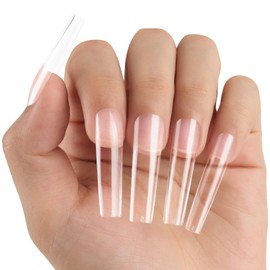 Wellquinn Square Nail Tips Long Thicken Soft Gel Nails Pre-etched Clear Full Cover Press on Acrylic Fake Nail Extension for Manicure Salon Home DIY 360Pcs 15 Sizes Black Box Collection