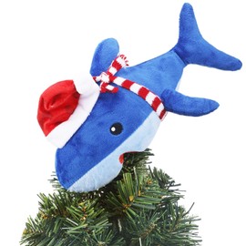 Christmas Tree Toppers 10 x 8 Inch Large Funny Animal Tree Topper Plush Hanging Christmas Ornaments Cute Adorable Xmas Decorations for Holiday Birthday Party Favors (Shark)