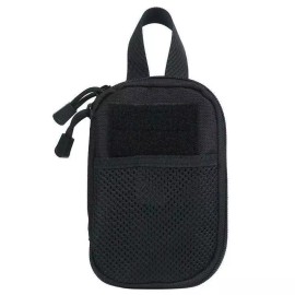 Unbranded Camo Mini Tactical Molle Gadget Utility Compact EDC Pocket Organizer Pouch Bag - Black, 3PCS