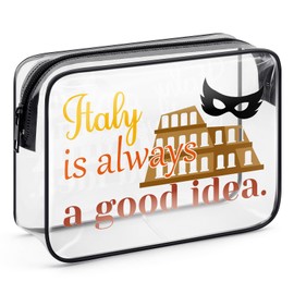 Italy Travel Gift PVC Makeup Bag Italy Gifts for Girls Women Italy Themed Cosmetic Bag Italy Lover Gift Girls Trip Gifts Birthday Graduation Gift for Traveller Friends Sister Zipper Toiletry Pouch