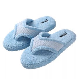 Aerusi Women Comfy Thong Slippers Non-Slip Memory Foam House Bedroom Spa Shoes