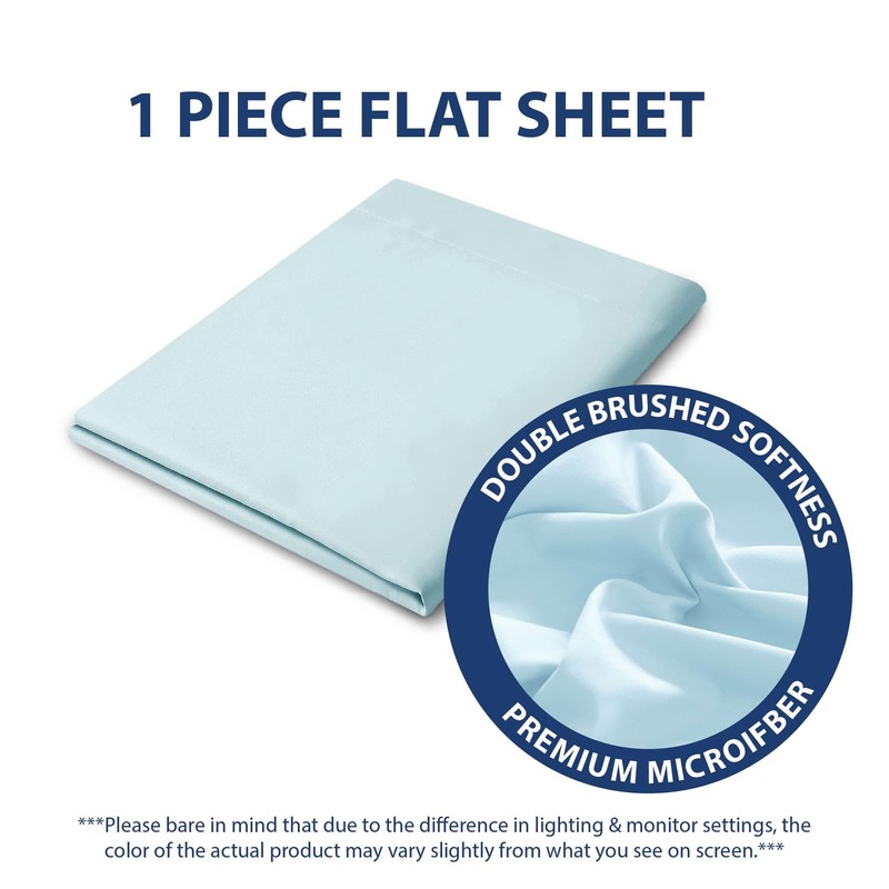 Cathay Home Single Flat Sheet, Queen (90" x 102"), Aqua