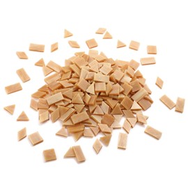 Lanyani Glass Mosaic Tiles - Mixed Colorful Tiffany Stained Glass Pieces, 200 Pieces - Square/Rectangle/Diamond/Triangle - Tan