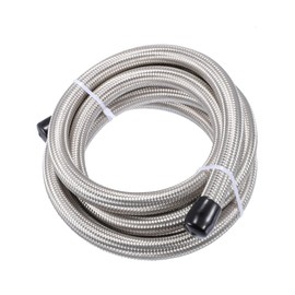 A ABSOPRO 10AN Fuel Hose Reliable AN10 Braided 8FT CPE Oil Fuel Gas Line Hose Stainless Steel Silver