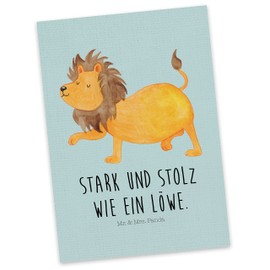 Mr. & Mrs. Panda Invitation, greeting card, postcard, zodiac sign lion with saying - colour turquoise pastel