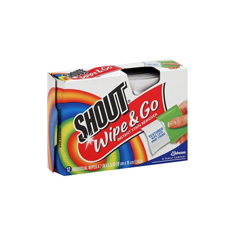 Shout Clean & Go toallitas quitamanchas instantáneas, 12 unidades, Pack