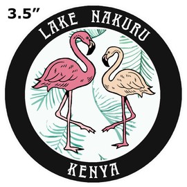 Blue Heron Two Flamingos Lake Nakuru, Kenya Car Truck Window Bumper Sticker Decal Souvenir - Black