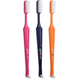 Paro S43 Toothbrush | Compact Brush Head with Soft Bristles | Exchangeable Inter Space F | 4 Rows, 43 Tufts | 3 Pack