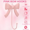 Geelin 4 Pcs Coquette Pink Bow Wall Hook Metal Bow