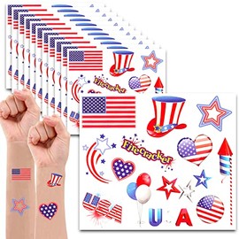 Patriotic USA Tattoos Party Favors Costume Pack (Over 150 American Flag Temporary Tattoos, 4th of July Party Supplies)
