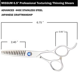 MISSUM 6.5" Professional Texturizing Scissors Hair Thinning Shears Cutting Teeth Shears Japanese Stainless Steel Blue