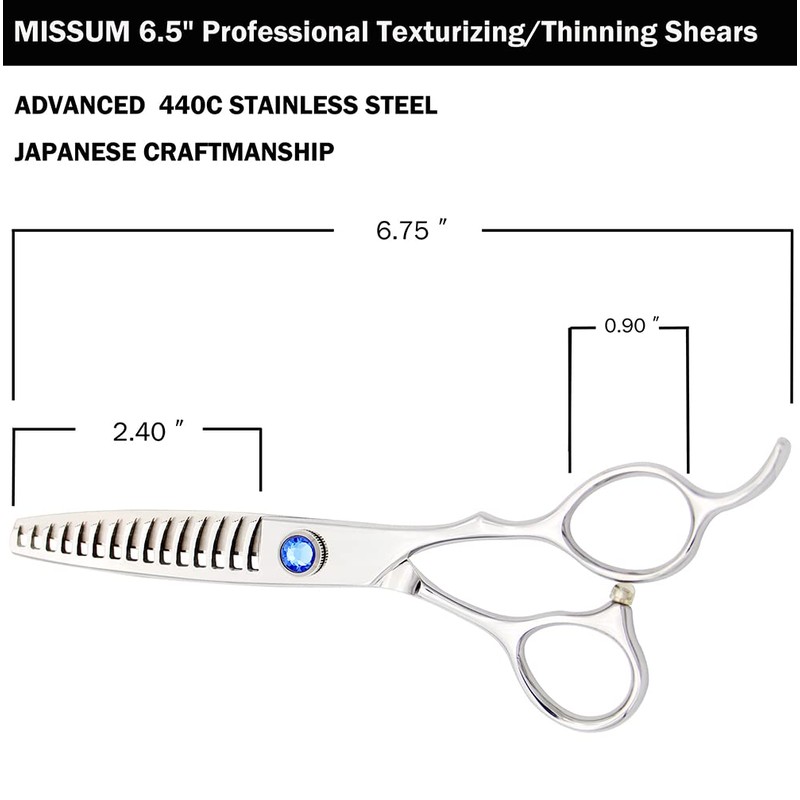 MISSUM 6.5" Professional Texturizing Scissors Hair Thinning Shears Cutting Teeth