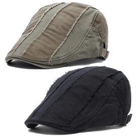 BABAHU Men's Cotton Distressed Ivy Caps Newsboy Driving Hat Cabbie Hat Gatsby Hat