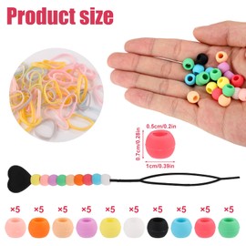 50pcs Silicone Hair Beads, Soft Pony Beads for Hair Soft Hair Beads with Elastic Hair Ties Hair Beading Needle Silicone Hair Beads for Braids Hair Beads Set for Kids Girls Women