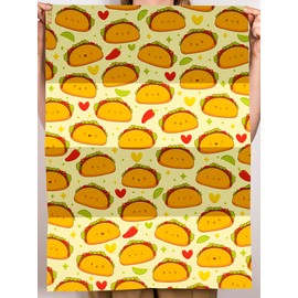 CENTRAL 23 Yellow Wrapping Paper - 6 Sheets of Birthday Gift Wrap - Cute Taco - Mexican Food Themed - For Women Girls Teenagers - Recyclable