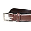 KIETH Men's Shrink Leather Double Stitched Belt, Genuine Leather, Dark