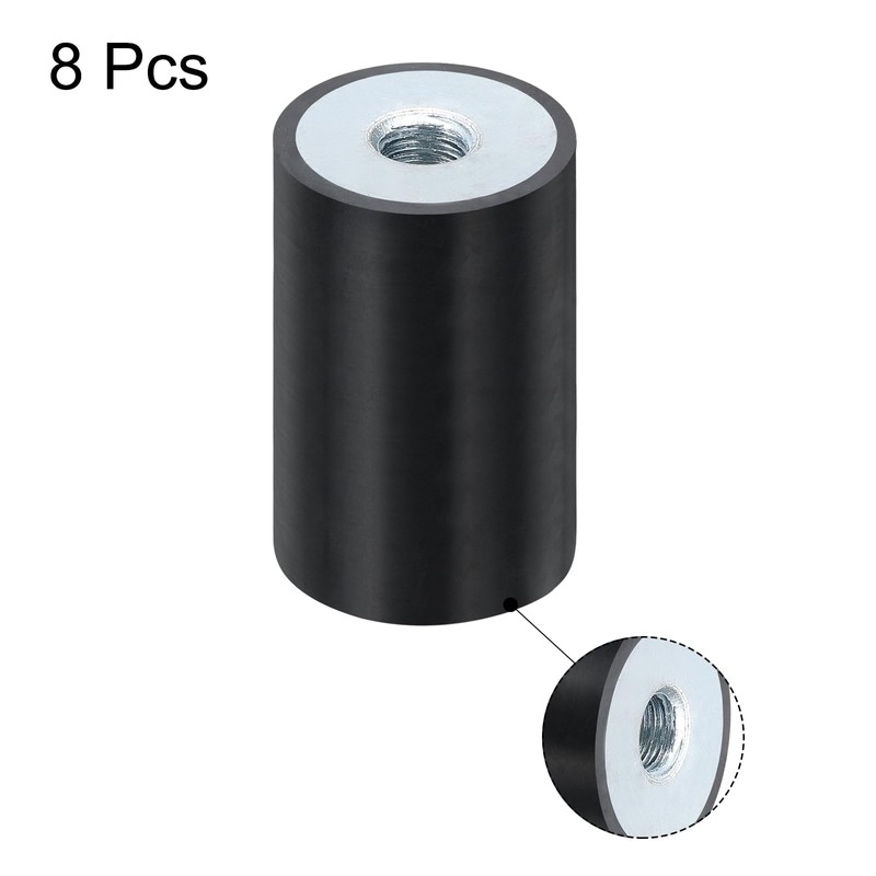 sourcing map 8Pcs 25 x 40mm M8 Thread Female Rubber
