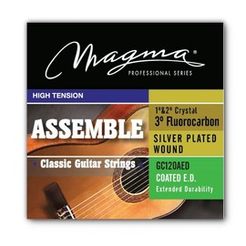 Magma Classical Guitar Strings High Tension - Assemble Classic Acoustic String Set - Crystal Nylon & Fluorocarbon Trebles, and Coated Silver Plated Copper Basses (GC120AED) - 1 Set