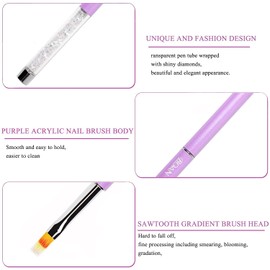 1 x UV Gel Nail Ombre Brush Nylon Hair Rhinestone Handle Brush Professional Nail Art Tools