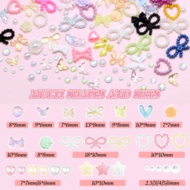 BELICEY 3D Nail Charms Set Colorful Assorted Bow Flower Butterfly Charms for Nails Acrylic Flatback Pearls Starry AB Crystals Rhinestones for DIY Nail Art Supplies Accessories with Tweezer Picker Pen