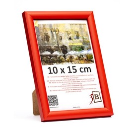 3-B Maui Picture Frame, Red, 10 x 15 cm, Wooden Frame, Photo Frame, Portrait Frame with Acrylic Glass
