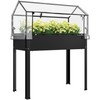 Outsunny Raised Garden Bed with Flip-Up Greenhouse Cover, Elevated Planter