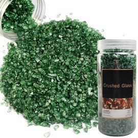 1.3 LB Green Crushed Glass Sand Luster Broken Glass Pieces Crush Terrarium Stones for Resin Arts Crafts,Home Decoration,Table Scatters,Succulent Plant Soil Cover,Vase Filler,Candle Holder Decor