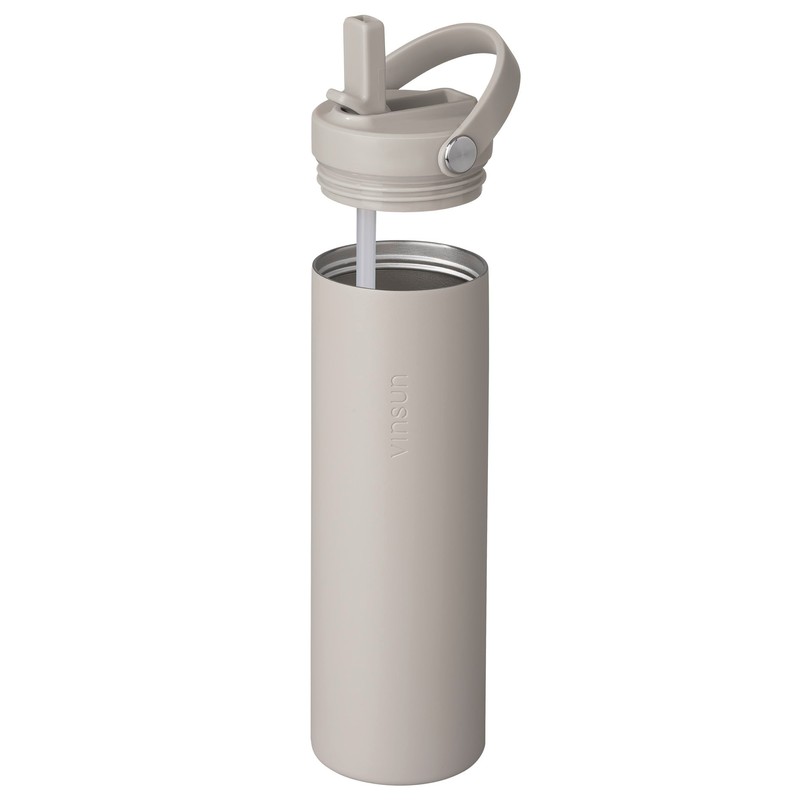 Vinsun Thermal Flask, Beige, 750 ml Straw, Leak-Proof, Double-Walled Insulated,