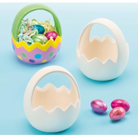 Baker Ross Easter Ceramic Egg Baskets (Pack of 4) For Kids to Decorate Great For Egg Hunting!, EF582